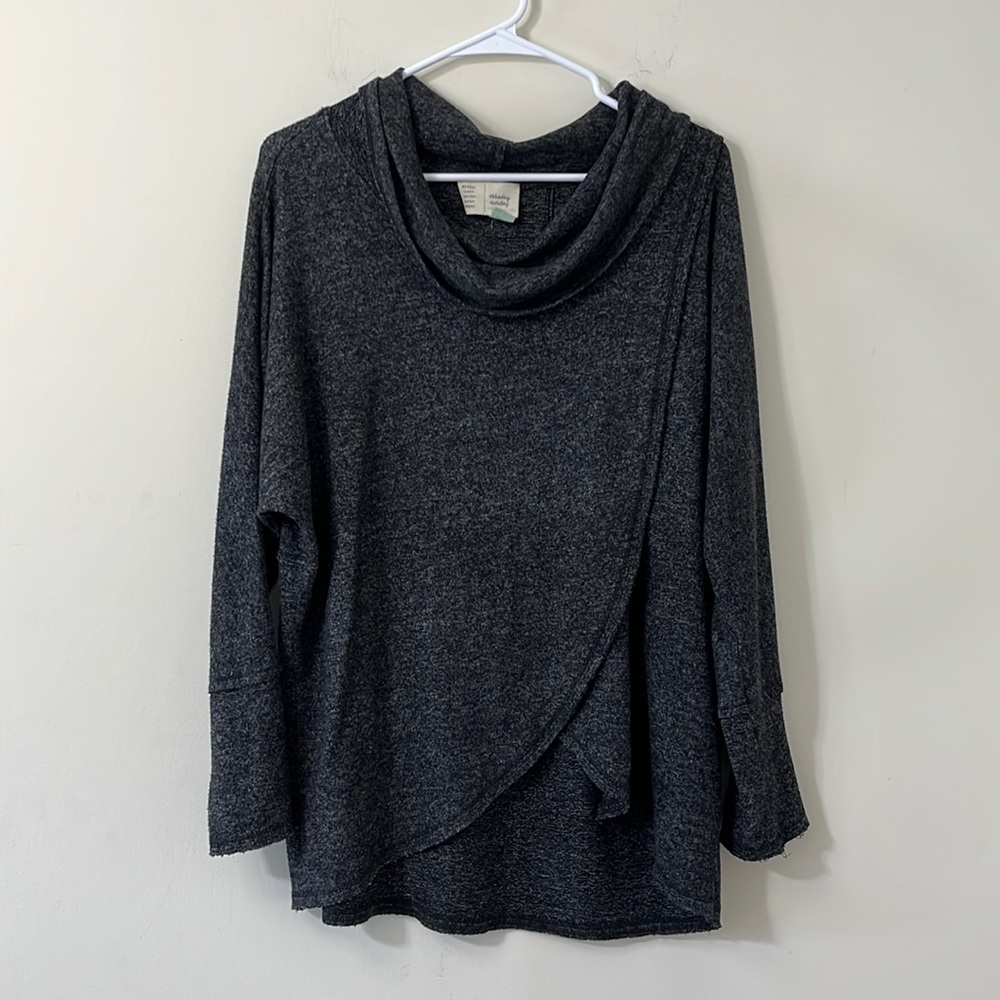 Anthropologie Saturday Sunday Cowl Neck Overlay Long Sleeve Relaxed Fit Sweater